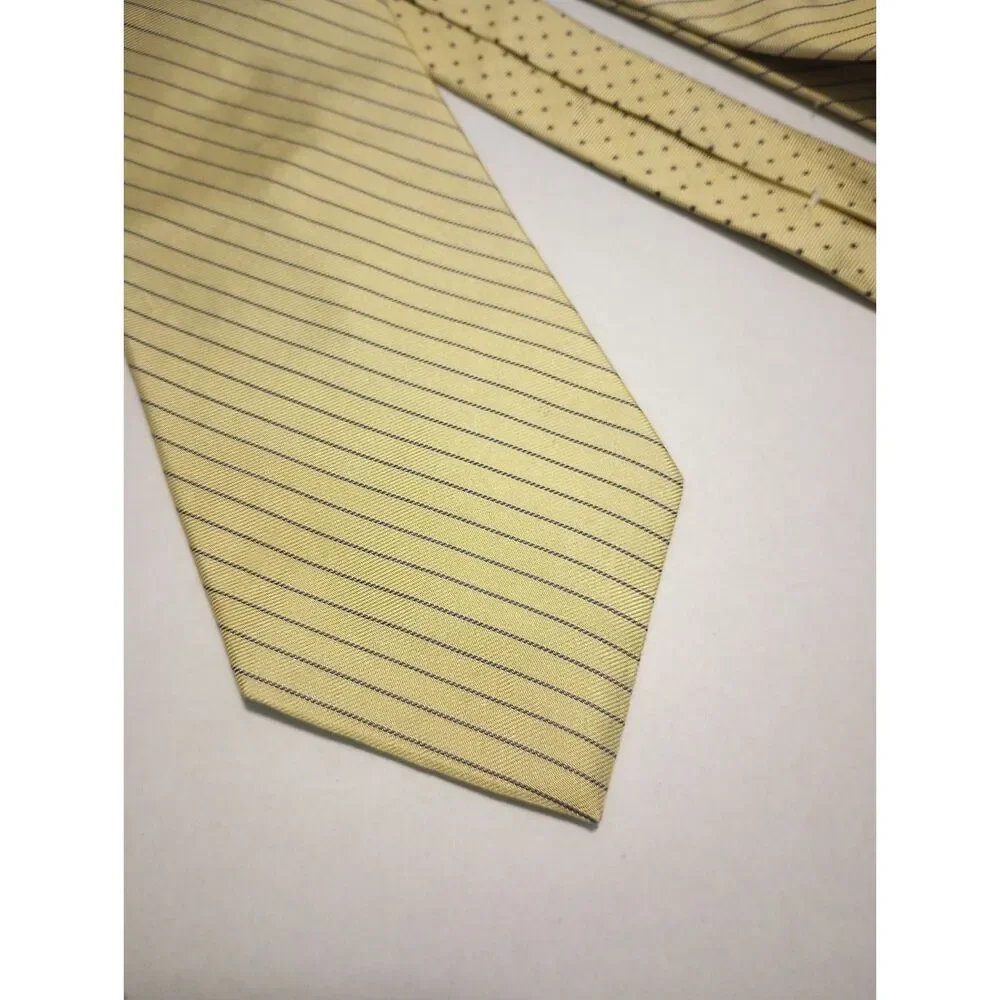 Tommy Hilfiger Gold with Blue Stripes Men's 100% Silk Neck Tie 58 inches long